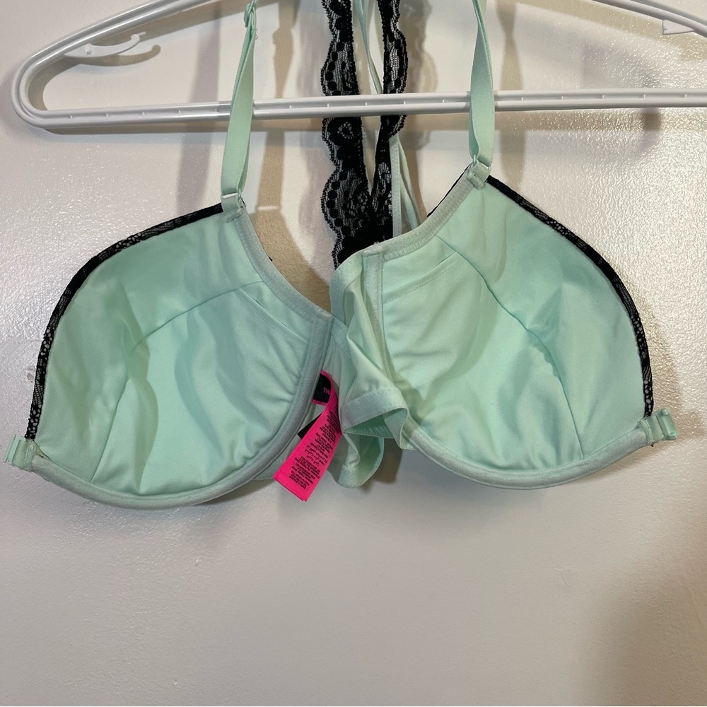 36 D Mint And Black Lacygreen La Senza Front Clip Bra - Picture 7 of 10